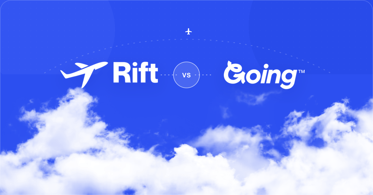 White Rift and Going logos compared over a Rift blue sky and bright clouds