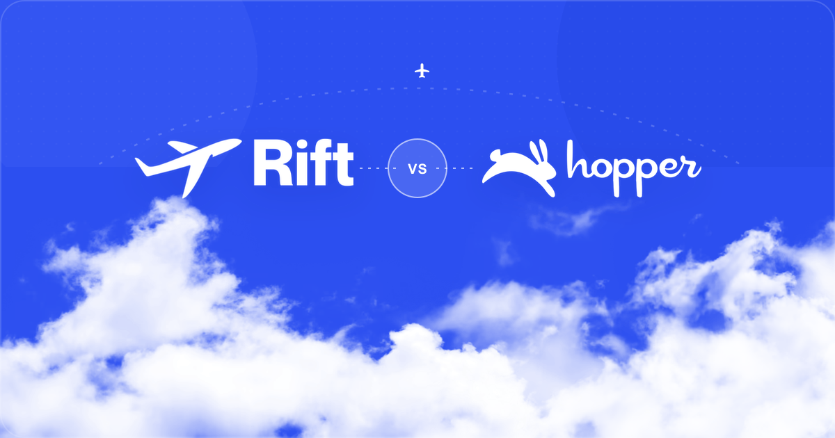White Rift and Hopper logos compared over a Rift blue sky and bright clouds